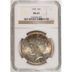 1922 PEACE DOLLAR NGC MS62