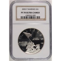 2005 MARINES COMMEM PROOF DOLLAR NGC PF 70 UC