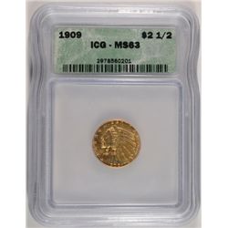 1909 $2.50 GOLD INDIAN ICG MS63