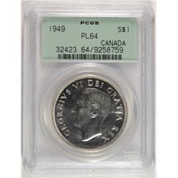 1949 CANADIAN SILVER DOLLAR,  PCGS PL 64