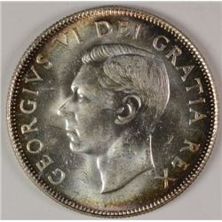 1950 NO DESIGN CANADIAN HALF DOLLAR, MS-65  GEM, SUPER RARE!