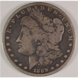 1889-CC MORGAN SILVER DOLLAR, VG+ NICE, KEY DATE COIN