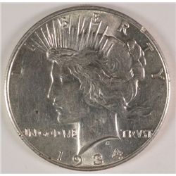 1934-D PEACE SILVER DOLLAR, MS-61 WHITE