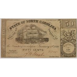 1862 FIFTY CENT STATE OF NORTH CAROLINA NOTE VF