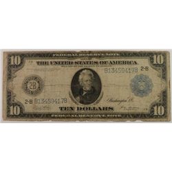 1914 $10 FEDERAL RESERVE NOTE G/VG