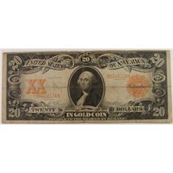 1906 $20 GOLD CERTIFICATE VG