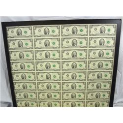 UNCUT SHEET OF 32 1976 $2.00 NOTES ( BICENTENNIAL ) IN BLACK TREASURY PACKAGE