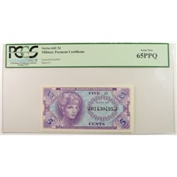 MILITARY PAYMENT CERTIFICATE, SERIES 641 FIVE CENT, PCGS 65 PPQ