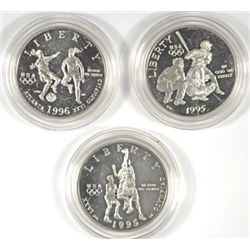 ( 3 ) Pf OLYMPIC COMMEM. HALF DOLLARS, 96 SOCCER , 95 BASEBALL, 95 BASKETBALL