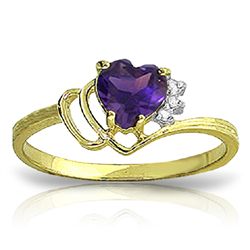 14k Gold 0.75CT Heart Amethyst Ring with Diamonds
