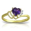Image 1 : 14k Gold 0.75CT Heart Amethyst Ring with Diamonds
