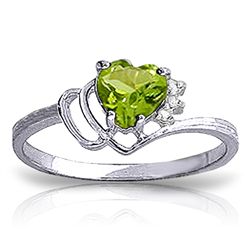 14k WG 0.95ct Peridot & Diamond Heart Ring