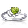 Image 1 : 14k WG 0.95ct Peridot & Diamond Heart Ring