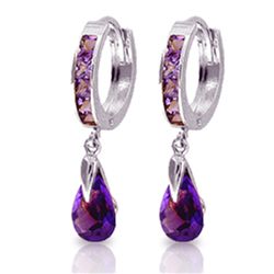 14K WG 2.50ct DANGLING AMETHIST HUGGIE EARRING