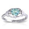 Image 1 : 14K WG DIAMONDS & .95ct HEART CUT BLUE TOPAZ RING