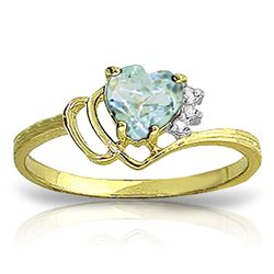 14k Solid Gold 0.95ct Aquamarine & Diamond Ring