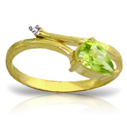 14k Solid Gold 0.82ct Peridot & Diamond Ring