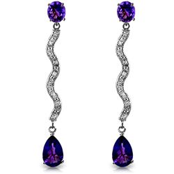 14k WG Amethyst & Diamond Drop Earrings
