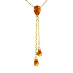 14K YG 1.75ct PEAR & 2.00ct BRIOLETTE CITRINE NECKLACE