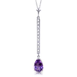 14k WG 1.75ct Amethyst with Diamond Accent Necklace