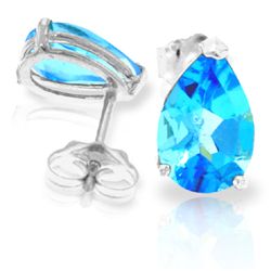 14k White Gold 3.15ct Blue Topaz Stud Earrings