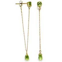 14k YG 3.15ct Peridot Long Chandelier Earrings