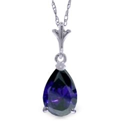 1.50ct Drop Sapphire Necklace in 14k WHITE GOLD