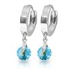 Image 1 : 14K White Gold 2.00ct Round Blue Topaz Hoop Earring