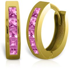 14k Solid Gold 1.30ct Pink Sapphire Earrings