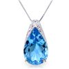 Image 1 : 14K WHITE GOLD 6.00ct PEAR BLUE TOPAZ NECKLACE