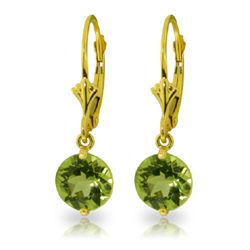 3.10ct Peridot Dangle Earrings in 14k YELLOW GOLD