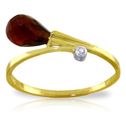 14K YG RING WITH DIAMOND & 1.50ct BRIOLETTE GARNET