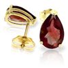 Image 1 : 3.15ct Teardrop Garnet Stud Earrings in 14k Gold