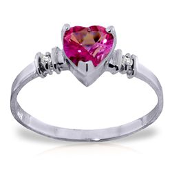 14K W. GOLD .95ct PINK TOPAZ & .03ct DIAMOND RING