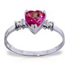 Image 1 : 14K W. GOLD .95ct PINK TOPAZ & .03ct DIAMOND RING
