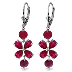 14K WG 3.25ct PEAR & 2.07ct RUBY CHANDELIER EARRING