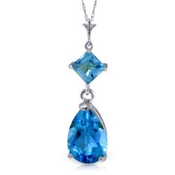 14k WG 1.50ct & 0.50ct Blue Topaz Drop Necklace