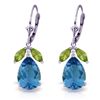 Image 1 : 12.00ct Blue Topaz & 1ct Peridot Drop Earrings in 14k WG
