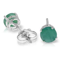 14k White Gold 0.95ct Emerald Stud Earrings