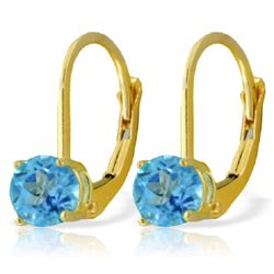 14K YG 1.20ct ROUND BLUE TOPAZ LEVERBACK EARRING