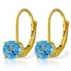 Image 1 : 14K YG 1.20ct ROUND BLUE TOPAZ LEVERBACK EARRING