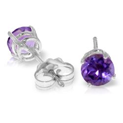 14k White Gold 0.95ct Amethyst Stud Earrings