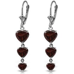 14K White Gold 3.0ct 1.75ct & 1.25ct Garnet Earring