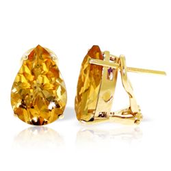 14k YG 10.0ct Citrine Drop French Clip Earrings