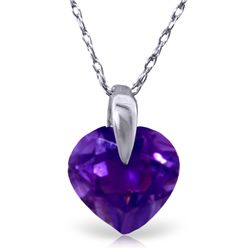 14K White Gold 1.15ct Heart Amethyst Necklace