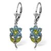 Image 1 : 14k Solid Gold Peridot & Blue Topaz Earrings