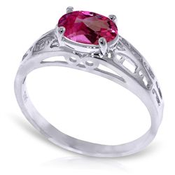 14K White Gold 1.15ct Oval Pink Topaz Filigree Ring