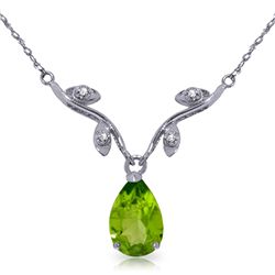 14k WG 1.50ct Elegant Peridot with DIAMOND Necklace