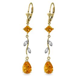 14k YG 3.95ct Citrine & 0.02ct Diamond Earrings