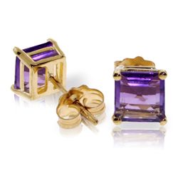 14K YELLOW GOLD 1.75ct AMETHYSTS STUD EARRING
